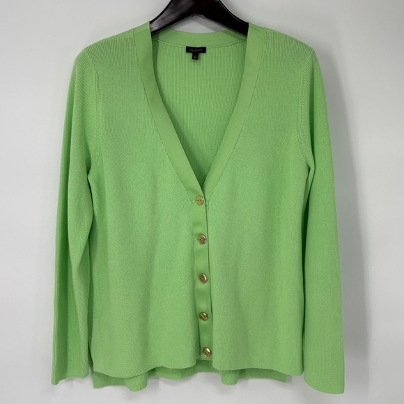 Talbots Sweaters - Talbots Womens Ribbed Cotton Blend V-Neck Cardigan Sweater L Spring Green Preppy